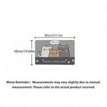 1PC Cat Pattern Gray Background Polyester Rectangular Plush Non-Slip Absorbent Mat, Suitable For Kitchen, Living Room, Bathroom, Entryway, Home Use - Grey - View 13