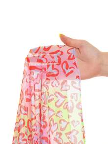 SHEIN Tween Girls' Summer Vacation Beach Leopard Print Overlap Collar Short Sleeve Cover-Up - Pink - View 3