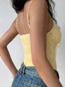 Sundraya Camiseta de tirantes con lazo de encaje floral de verano para mujer - Multicolor - Ver 2