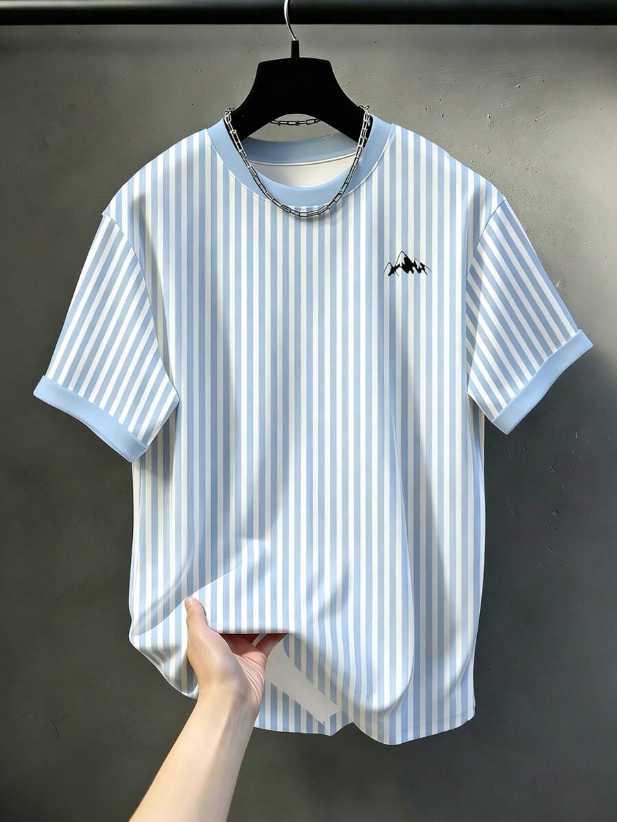 KRYTIVO Duck Pattern Print Design On Abdominal Muscles, Men's Fashionable Summer Casual Sportswear, Men's Top - Blue - View 1