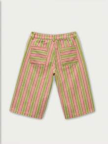 Nöista Quần short Bermuda kẻ sọc dài đến đầu gối, phối màu xanh lá cây và nâu, có túi vá phía trước và khuy cài. Hoàn hảo cho mùa hè, quần short dài đến đầu gối thoải mái, quần short có túi vá, quần short mùa hè nhẹ, trang phục nữ, trang phục thường ngày mùa hè, quần short mùa hè hàng ngày, lễ hội âm nhạc, mùa xuân, phong cách Boho, đồ đi biển. - Nhiều màu - Xem 9
