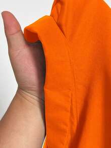 Áo sơ mi ngắn tay có túi màu trơn dành cho nữ cỡ lớn - trái cam - Xem 6