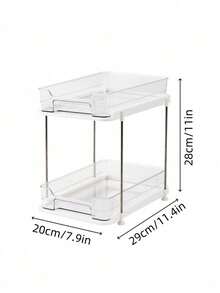 1PC 2 Tier Spice Rack Drawer With Divider Kitchen Storage Organizer Seasoning Bottle Storage Cabinet Countertop Space Saving Adjustable Clear Multifunctional Shelf For Pantry Home Organization Kitchen Accessories - White - View 7