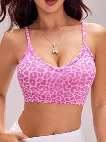 Sovereign Charm 1 pieza Camiseta deportiva sin costuras con tirantes ajustables y espalda de tirantes para mujer, para correr, fitness, yoga, como capa - Rosa Fucsia - Ver 3