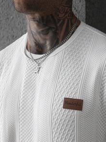 EGENSIO Camiseta de tirantes casual de cuello redondo con parche de letra texturizada para hombre, verano - Blanco - Ver 6