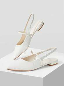 MOTF PREMIUM Zapatos planos con punta puntiaguda de moda para mujer, para Año Nuevo, vacaciones, primavera, vacaciones de primavera, Pascua y Navidad - Blanco lechoso - Ver 9