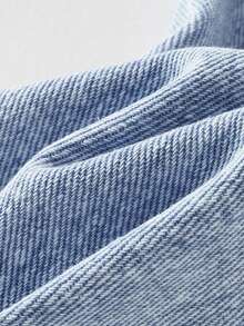 Quần jeans nữ dáng rộng, ống rộng, màu xanh denim bạc màu, cạp chun và dây rút. - Màu xanh lam - Xem 6