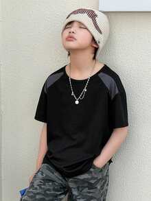 Dazy Kids Summer Design Sense High-End Short Sleeve T-Shirt For Boy & Toddler Boys (Plus Size) - Black - View 8