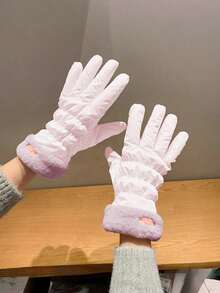 1 Pair Thermal Lined Winter Gloves Touchscreen Compatible Windproof Design Motorcycle Riding Essential Christmas Stocking Fillers Holiday Gift For Women Outdoor Sports Must Haves - multicolor - View 18