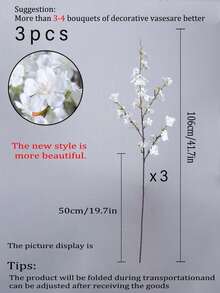 3 株人造樱花/桃花，长 106 厘米，每株 4 枝，仿真植物，绿色，涤纶材质，耐用，现代简约风格 - 适用于家居装饰、花瓶、婚礼、派对、客厅、卧室、DIY 墙面装饰、桌面摆设。 - 多色 - 查看 11