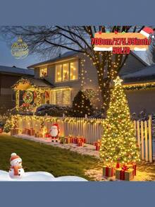 1PC 20/50/100/200LED Outdoor Solar String Light, 8 Lighting Modes, Warm White/White/Color/Purple Light, IP65 Waterproof Fairy Light, Suitable For Gardens, Trees, Courtyards, Festivals, Parties, Camping Fences, Houses, Suitable For All Seasons, Indoor/Outdoor Decoration String Light - بني فاتح - مشاهدة 19