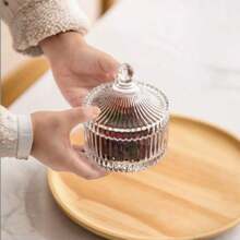 Glass Mongolian-Style Covered Containers, Candy Jars, Cosmetic Storage Jars, Crystal Decorative Jars - White - View 4