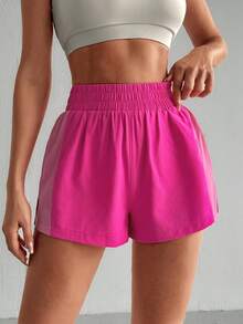 Breezaya Celana Pendek Olahraga Kasual Sederhana Warna Polos untuk Wanita, Celana Pendek Sweat Wanita, Celana Pendek Gym, Celana Pendek Biker - MultiWarna - View 4