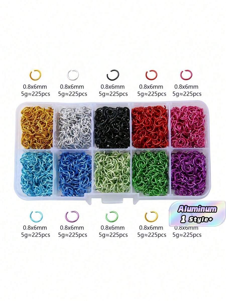 Colorful Aluminum Jump Rings 6mm Open Jump Rings Connectors DIY Jewelry Making Findings Craft Supplies Storage Box Kit - Multicolor - View 1