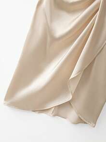 GlowEve Elegant Commuter Fashion Satin Slip Dress With Pearl Decor, Vintage Chic For Party And Gathering - Apricot - View 6
