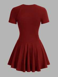 CourtClass CourtClass Women's Solid Color Short Sleeve Sports Dress - Red - View 9