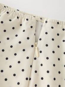 GlowEve Casual Elegant A-Line Slit Polka Dot 3D Bow Decor Side Slit Skirt - Apricot - View 6