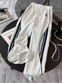 Conjunto de top de manga corta con cuello alto y pantalones casuales - Gris Claro 6 - Ver 3