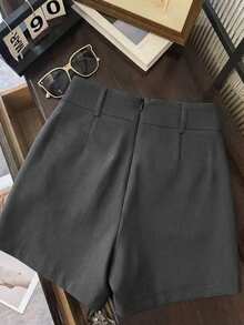 Franclia French Fashion Dark Grey Women's Super Short Shorts With Back Zipper - Dark Grey - View 2