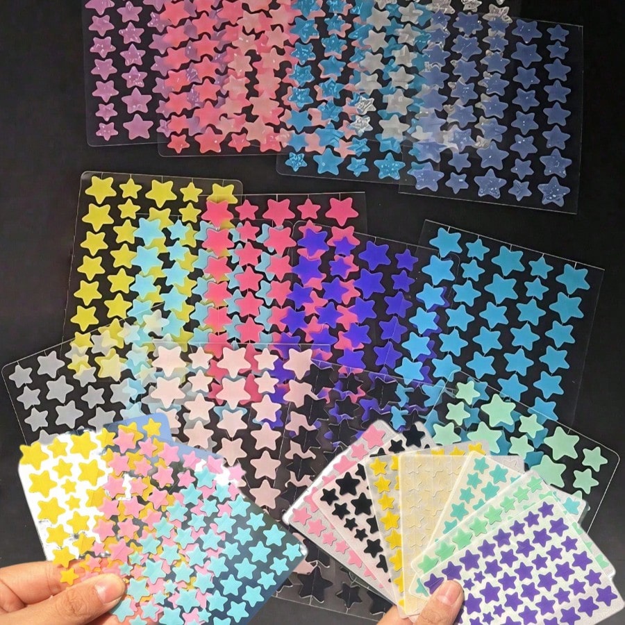 400 pezzi di adesivi colorati a forma di stella, adesivi correttori, adesivi luminosi a forma di cuore e stella, patch per imperfezioni, adesivi per