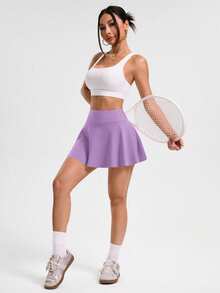 SHEIN Sovereign Charm Women's Skirt With Pockets, Suitable For Badminton, Tennis, Yoga, Fitness, Running, Marathon - Purple - View 5