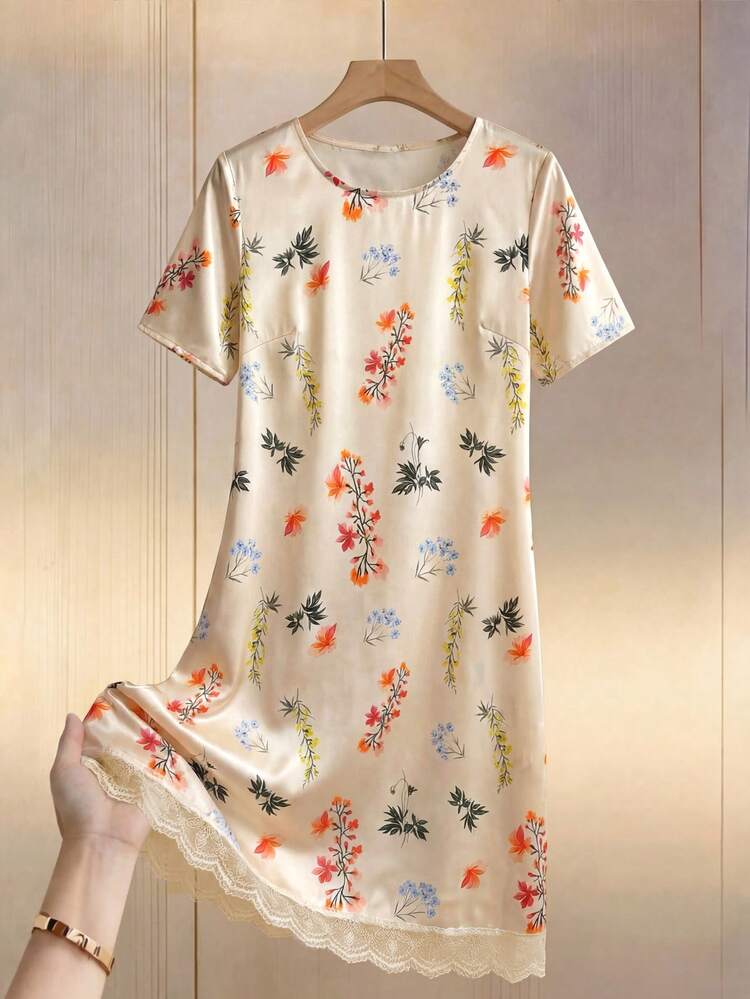 Women's Round Neck Short-Sleeve Dress With Random Striped Printsummer Outfits,Vacation Women, Casual Outfit For Spring Summer