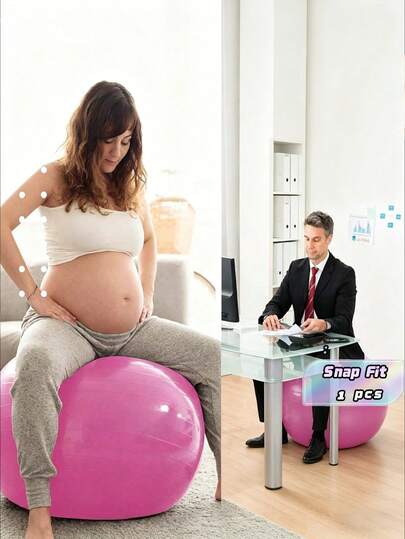 1 Pelota para mujeres embarazadas, yoga prenatal, pilates, pelota de yoga suave, pelota de fitness a prueba de explosiones para principiantes, parto, partería, pelota de equilibrio + prensa de pie, tubo inflable aleatorio
