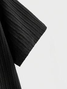 EASEVO 加大码男士纯色圆领休闲百搭日常T恤 - 黑色 - 查看 6