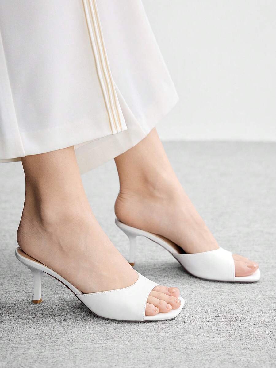 CUCCOO BIZCHIC 女士方头细高跟黑色休闲百搭凉鞋,性感迷人,适合约会、派对和夏季郊游,春季鞋履,春假、复活节、圣诞节皆宜。 - 白2 - 查看 1