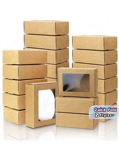 10/50 hộp giấy Kraft hình chữ nhật nhỏ có cửa sổ trong suốt, hộp quà tặng mini đựng xà phòng, trang sức, quà tặng đám cưới và tiệc tùng.