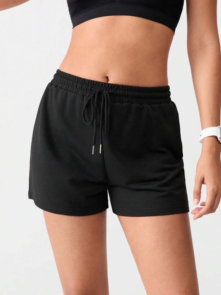 Loungeista 3pcs Solid Color Elastic Waist Tie Loose Fit Sports Shorts - Light Grey - View 8