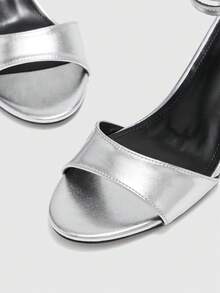 CUCCOO BIZCHIC Women Shoes Spring And Summer New Round Toe PU Surface. Ankle Strap Double-Breasted Buckle With Head Heel Sandals. Romantic Elegance Temperament Simple Sexy High Heel Paint Heel Dress Shoes Valentine's Day. Dating Party, Fashionable And Sexy/Club-Worn, Suitable For Christmas. Spring And Summer Four Seasons Workplace Festival Street Popular Classic Sandals Elegance Temperament Women's Shoes Thick Heels. Bad Girl Night Out Pumps Summer Shoes - Silver - View 8