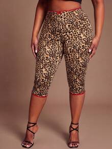 Radiana Leggings Capris Talla Grande Estampado Leopardo Multicolor Tela de Punto Patrón Texturizado Alta Elasticidad Control de Abdomen Casual Verano - Multicolor - Ver 2