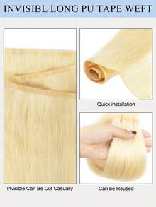 Tóc nối PU dạng dệt, không cần keo, nối tóc liền mạch, trọng lượng 40G-50G, dành cho tóc mảnh, đã được gắn sẵn kẹp và băng dính để may vào. - S60 - Xem 5