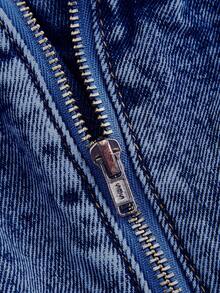 SHEIN MOD Quần yếm denim nữ và bộ áo liền quần có dây đeo, màu xanh dương. - Rửa tối - Xem 3
