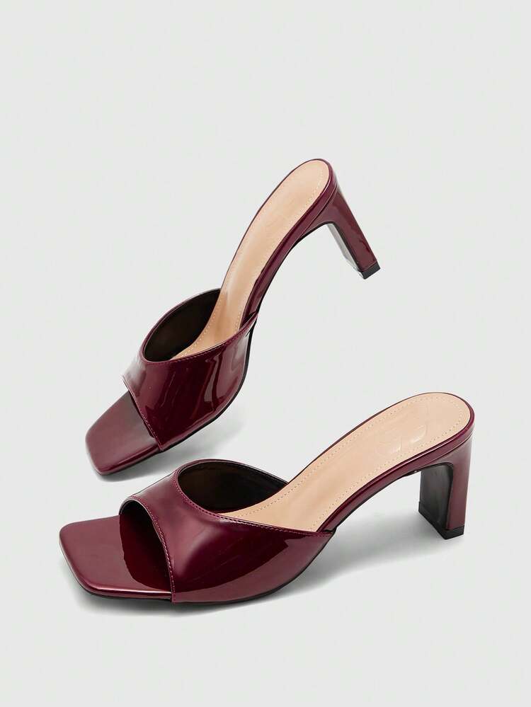 CUCCOO BIZCHIC Women Shoes Women's New European And American Simple Fashion French High Heel Color Scheme Cloth High Heel Thin Square Heel One Piece Slip-On Light, PU Fabric Versatile, Suitable For Commuting, Dating, Parties, Holidays And Weddings And Other Occasions, Is The Ideal Spring And Spring Break, Easter Shoes.