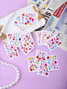 30 Sheets Mini Diamond Stickers Acrylic Gemstone Gems For Decoration DIY Multicolor Rhinestone Sparkle Crafts Princess Reward Creative Art Supplies For Kids Teens - 30Pcs set - View 8