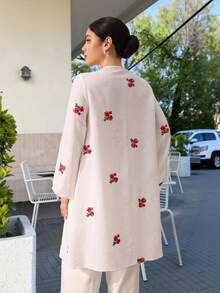 Graceveil Áo kiểu nữ dáng rộng, cổ tròn, thêu hoa, tôn dáng, thích hợp mặc thường ngày, họa tiết hoa, dành cho nữ. - Nhiều màu - Xem 6