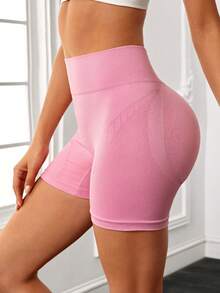 Sweetra Wideband Waist Ribbed Knit Sports Shorts Legging Shorts Stretchy ShortsWomen Sweat Short, Gym Short, Biker Short - Pink - View 6