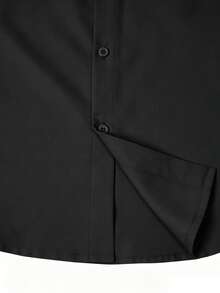 Manfinity Mode Men's Casual Solid Color Long Sleeve Formal Shirt, Minimalist Versatile For Daily Wear, Spring/Autumn, Ceremony - Black - View 5