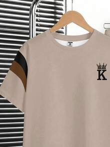 SHEIN Ensemble t-shirt à manches courtes col rond minimaliste et pantalon décontracté et confortable pour pré-adolescent - Multicolore - Voir 4