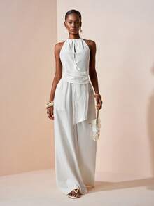 Zivah Bộ đồ hai mảnh phong cách Boho mùa hè mới dành cho nữ, gồm áo tank top cổ yếm, lưng xoắn, chất liệu vải trắng, kết hợp với quần ống rộng dài đến sàn. Thích hợp cho mặc hàng ngày, đi nghỉ mát, lễ hội âm nhạc, du lịch, phong cách Boho, mua sắm, tiệc tùng, phong cách miền Tây, phong cách du mục, trang phục sân bay, trang phục ăn trưa, hẹn hò, thư giãn tại nhà, đi biển. - trắng - Xem 17