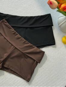 SHEIN Sweetro Quần short ngắn cạp bèo, kiểu dáng cơ bản, quần casual mùa xuân/hè thích hợp cho kỳ nghỉ. - Nhiều màu - Xem 6