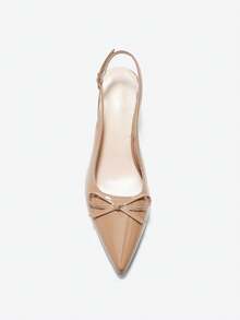 Eladyva Summer Elegant Bowknot Pointed Toe Stiletto Sandals, Sexy Party Dress Shoes For Commuting, Nightclub, Wedding, Outdoor, Buckle Strap Kitten Heels - Apricot - View 9