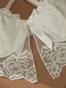 Crystal Vow Reggiseno imbottito con ferretto, decorato con fiocco romantico in pizzo, edizione limitata per San Valentino, per donne - Bianco - Visualizzare 6