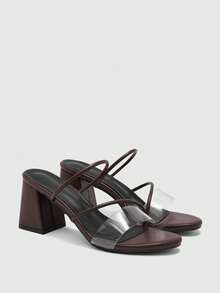 CUCCOO BIZCHIC Giày sandal cao gót thời trang nữ - Cà phê nâu - Xem 2