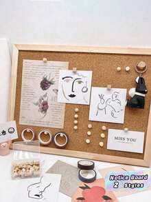 Premium Cork Notice Board With Oak Frame - Vision Board, Pin Board For Office & Home Decor, School Supplies, Back To School Room Decor For College, Classroom, Dorm - multicolor - View 1