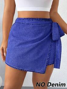 SHEIN Elenzya Váy quần cỡ lớn dành cho nữ, kiểu dáng thường ngày, thắt eo, đa năng, thích hợp mặc hàng ngày. - Màu xanh hải quân - Xem 4