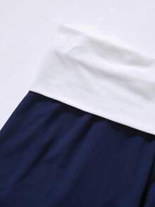SHEIN Setelan 2 Potong Kasual Nyaman untuk Remaja Perempuan, Warna Biru & Putih: Kaos Lengan Pendek dan Celana Pendek - Royal Blue - View 6