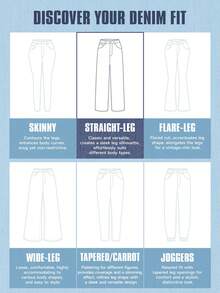 SHEIN EZwear 纯色斜插口袋休闲直筒牛仔裤 - 駝色 - 查看 6